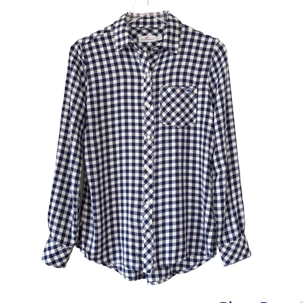 Vineyard Vines | Gingham Check Button Down Shirt Size 2 Blue White